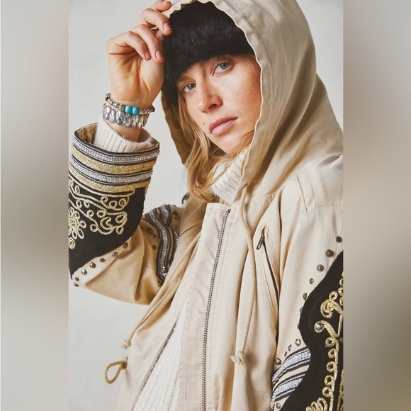 Free People Golden Quill Military Parka Size XSmall NWT - Picture 3 of 16